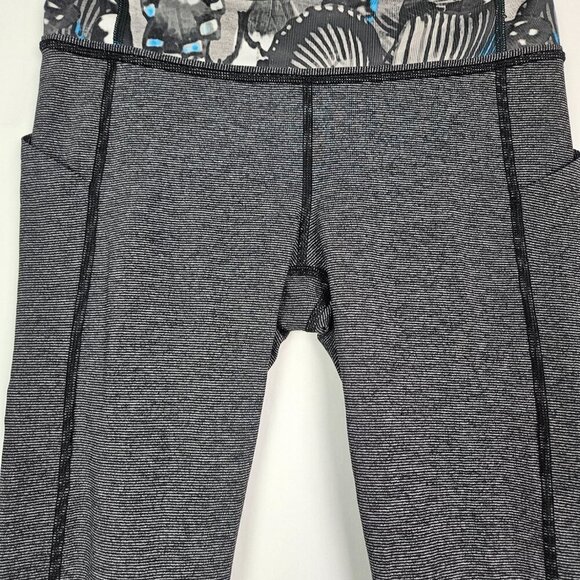 Lululemon Pace Rival Crop Wee Stripe Black Heathered Exploded So Fly Butterfly - Picture 7 of 13